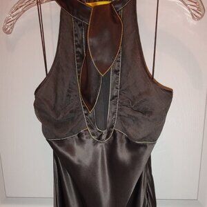 CATHERINE MALANDRINO 100% SILK DRESS TWO TEXTURES EMPIRE WAIST BIAS CUT GRAY  6